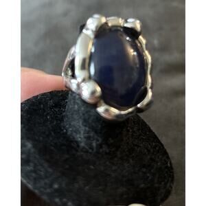 Lia Sophia Statement Ring Purple Stone Silver Tone Size US 6 Huge